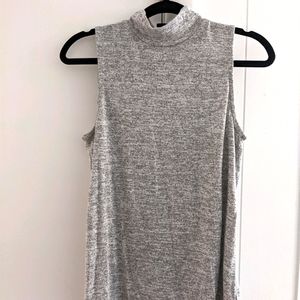 Mock turtleneck top with split back